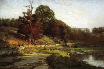 ブルック川の流れ Painting - バーノンのオークス 印象派 インディアナ州の風景 セオドア・クレメント スティール小川